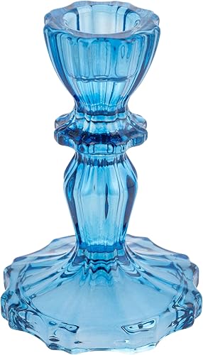 Karma, Candelabro de cristal cónico, candelita portavelas para mesa de comedor, centro de mesa, cobalto