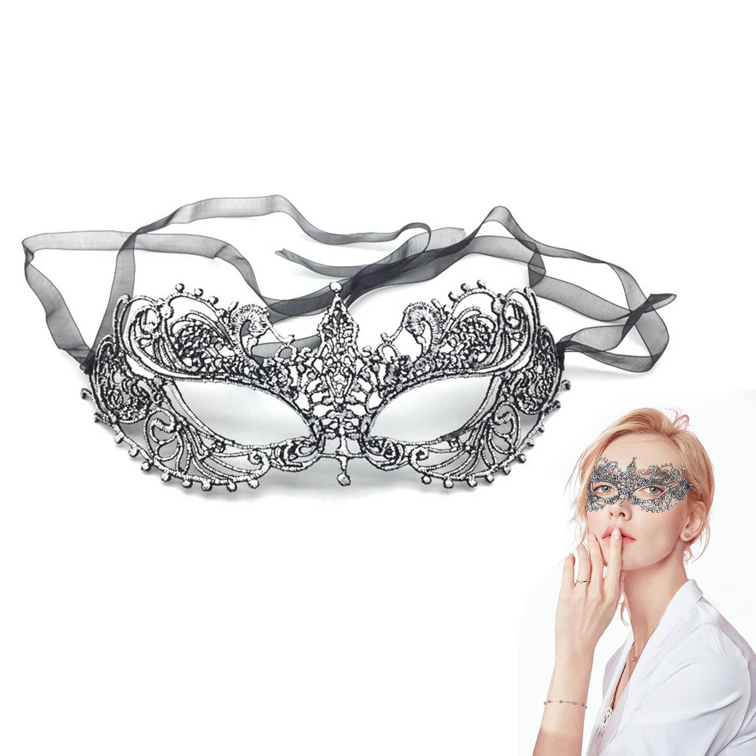 Bagtopia Masquerade Mask for Women, Sexy Lace Venetian Mask for Ball Party — image 1