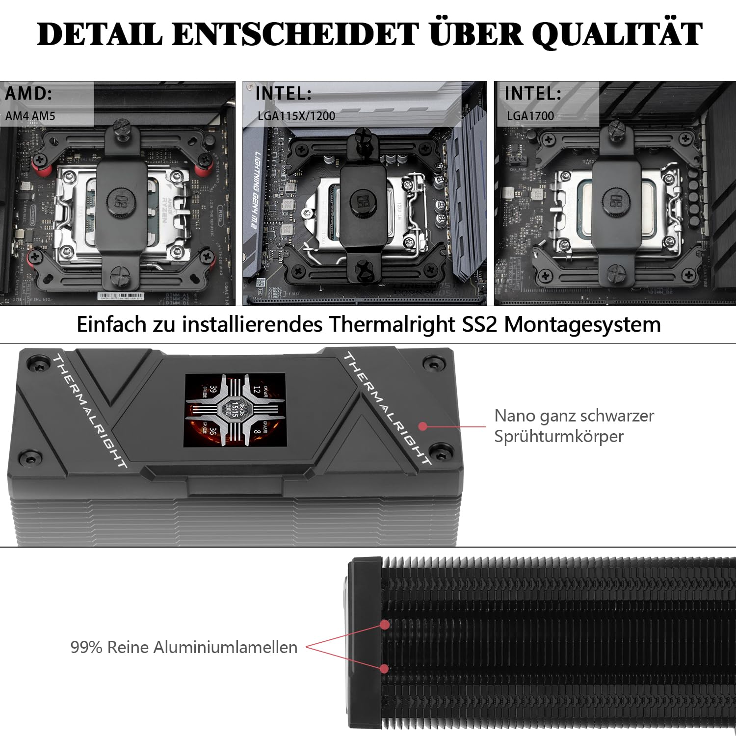 Thermalright Assassin Spirit 120 Vision ARGB Black - Enfriador de aire para CPU, refrigeración para PC, 1500 rpm, resolución 240 x 240 cm, pantalla IPS LCD de 1,54", enfriador