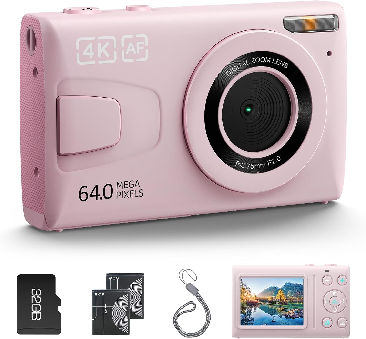 CAMWORLD AC14D 4K 56MP Digital Camera in pink