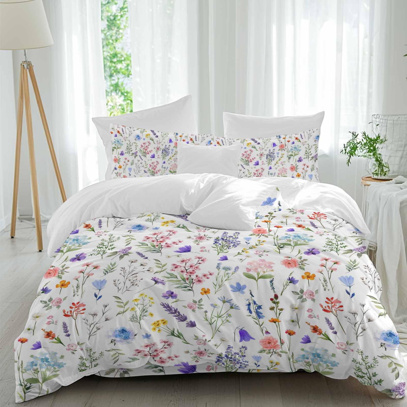 Vintage Herb Duvet Cover Set Twin Size Microfiber Soft Comforter Quilt Duvet Patterned Bed Duvet Cover with Flat