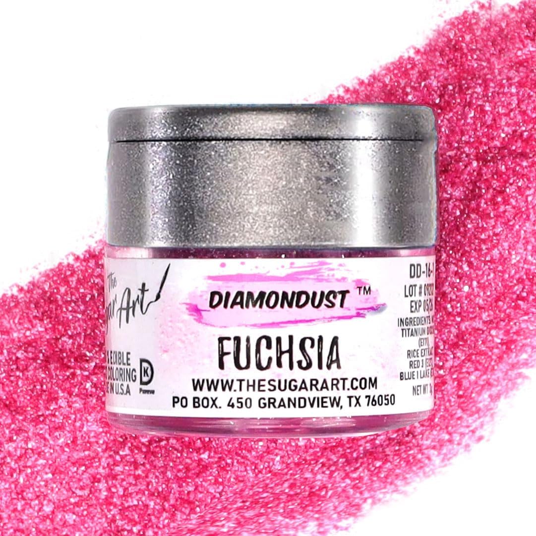 Fuchsia Edible Glitter for Drinks, Cocktails, Cake Decorating, Strawberries, Chocolates & More | No Taste | 4g | 100% Food-Safe | Kosher, Vegan, Gluten & Nut Free | DiamonDust by The Sugar Art …
