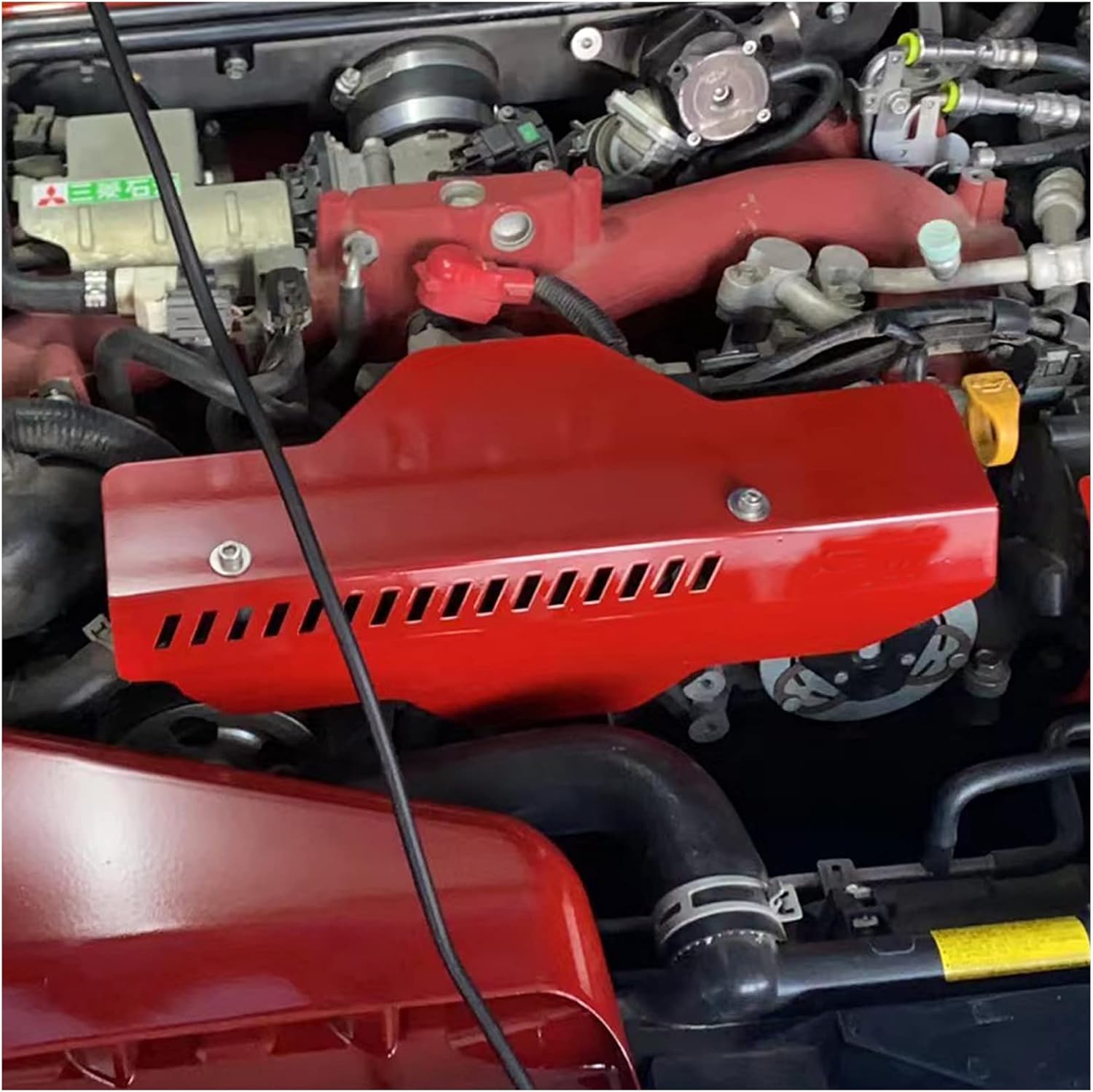 ITrims Alternator Cover for Subaru WRX STi 2015-2020 Car Accessories Generators Protector Trim Aluminum 1PC Red