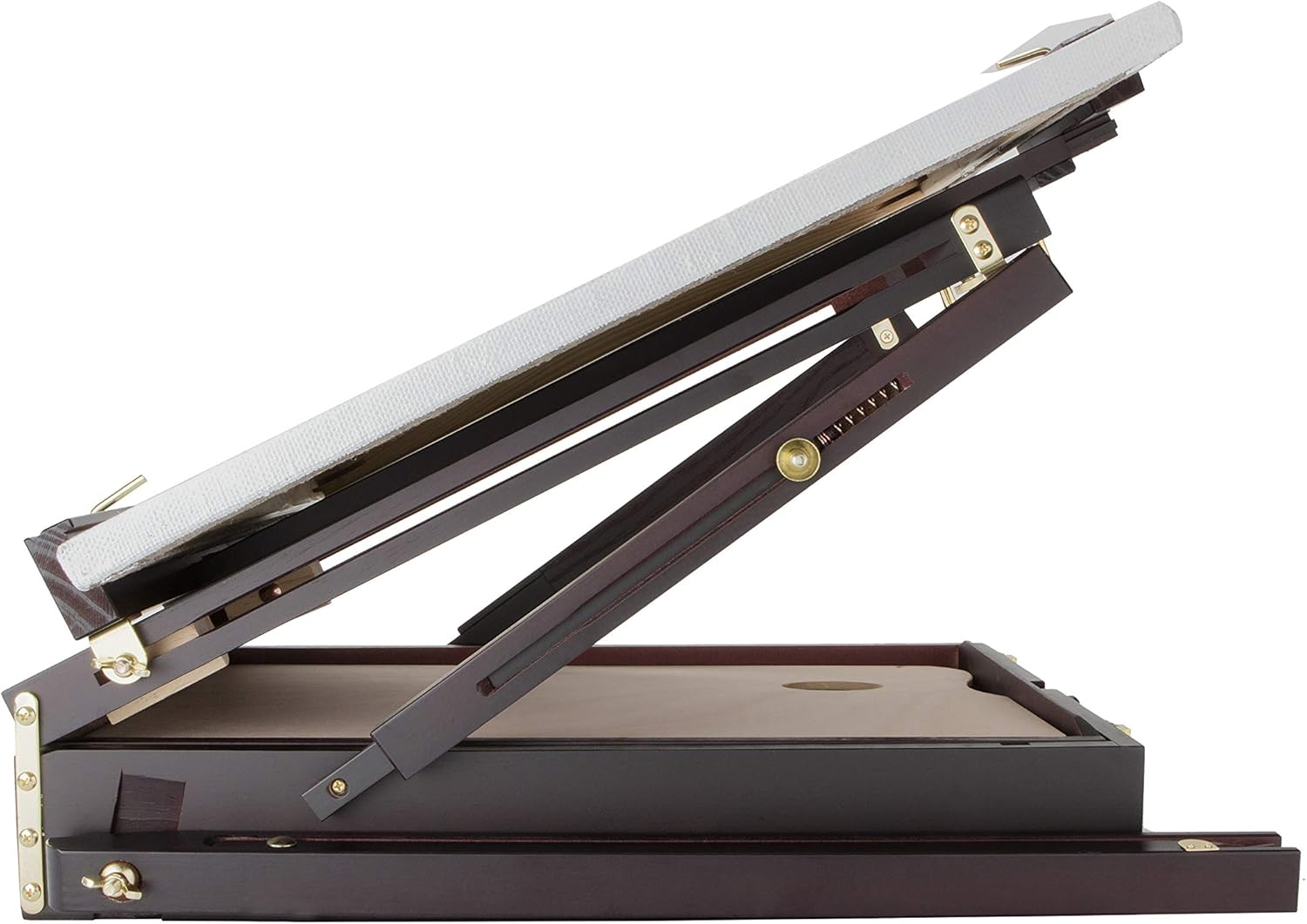 SoHo Urban Artist Lightweight Mahogany French Easel - Portable Pochade Box with Wood Artist Box, 12x16 Supplies Drawer, Nylon Strap, Palette, Holds Canvas Up to 32 Inches, 9 lbs