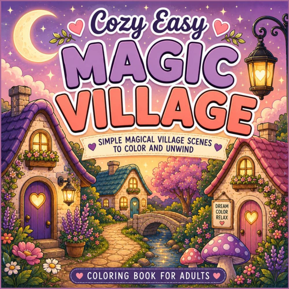 Cozy Easy Magic Village: Simple Magical Village Scenes to Color and Unwind for Relaxation and Stress Relief