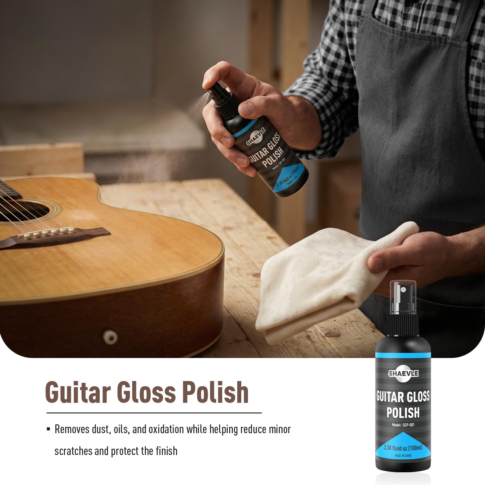Kit di pulizia e riparazione per chitarra - Olio per chitarra, smalto lucido, lucidante per tasti, strumenti per liuteria, borsa - Manutenzione e configurazione per ukulele e basso