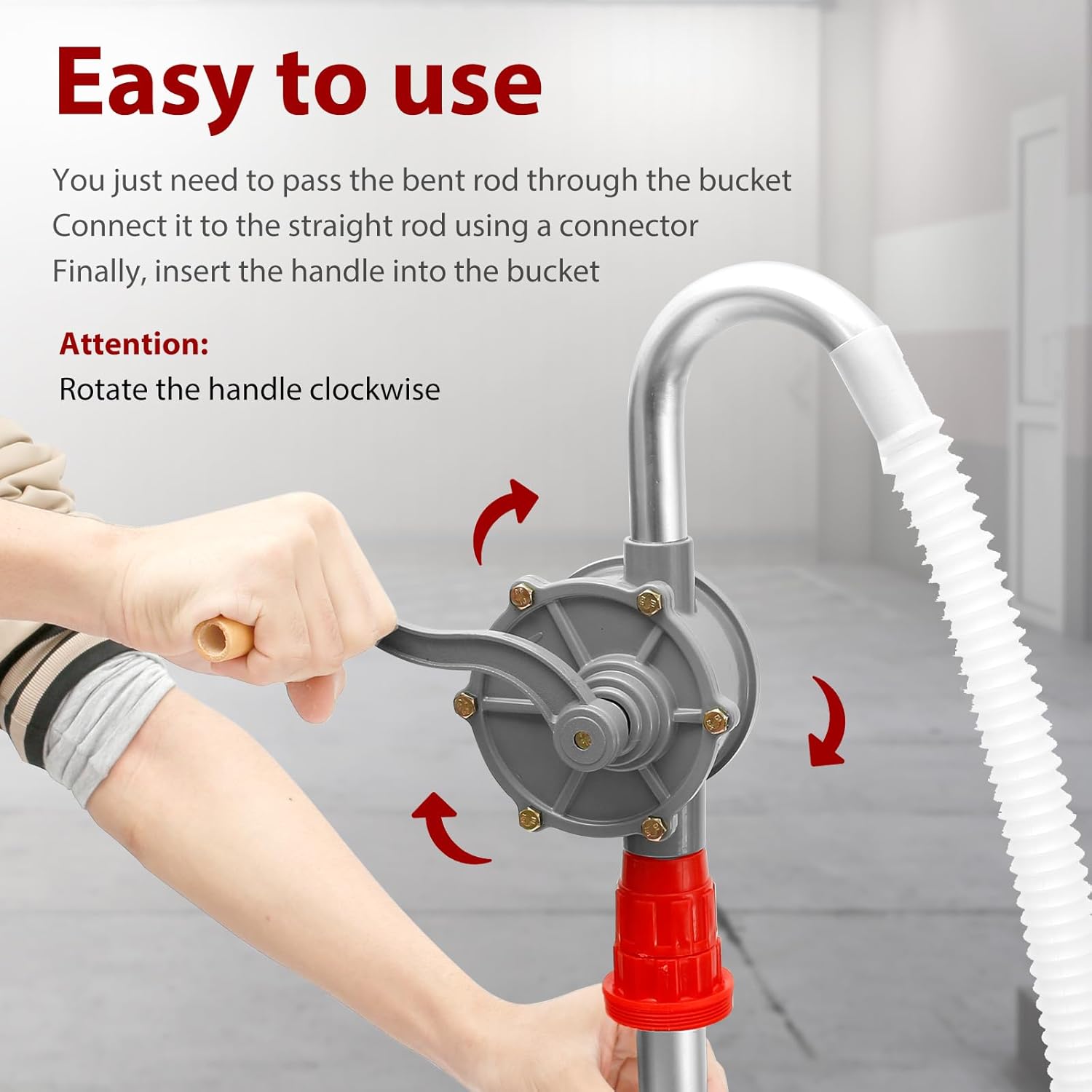 5-55 Gallon Drum Pump 10 GPM Flow Hand Barrel Fuel Pumps, Hand Rotary Barrel Pump w 40" Detachable Tube, Manual Liquid Transfer Pump for Water Diesel Gasoline Kerosene Fuel Transfer