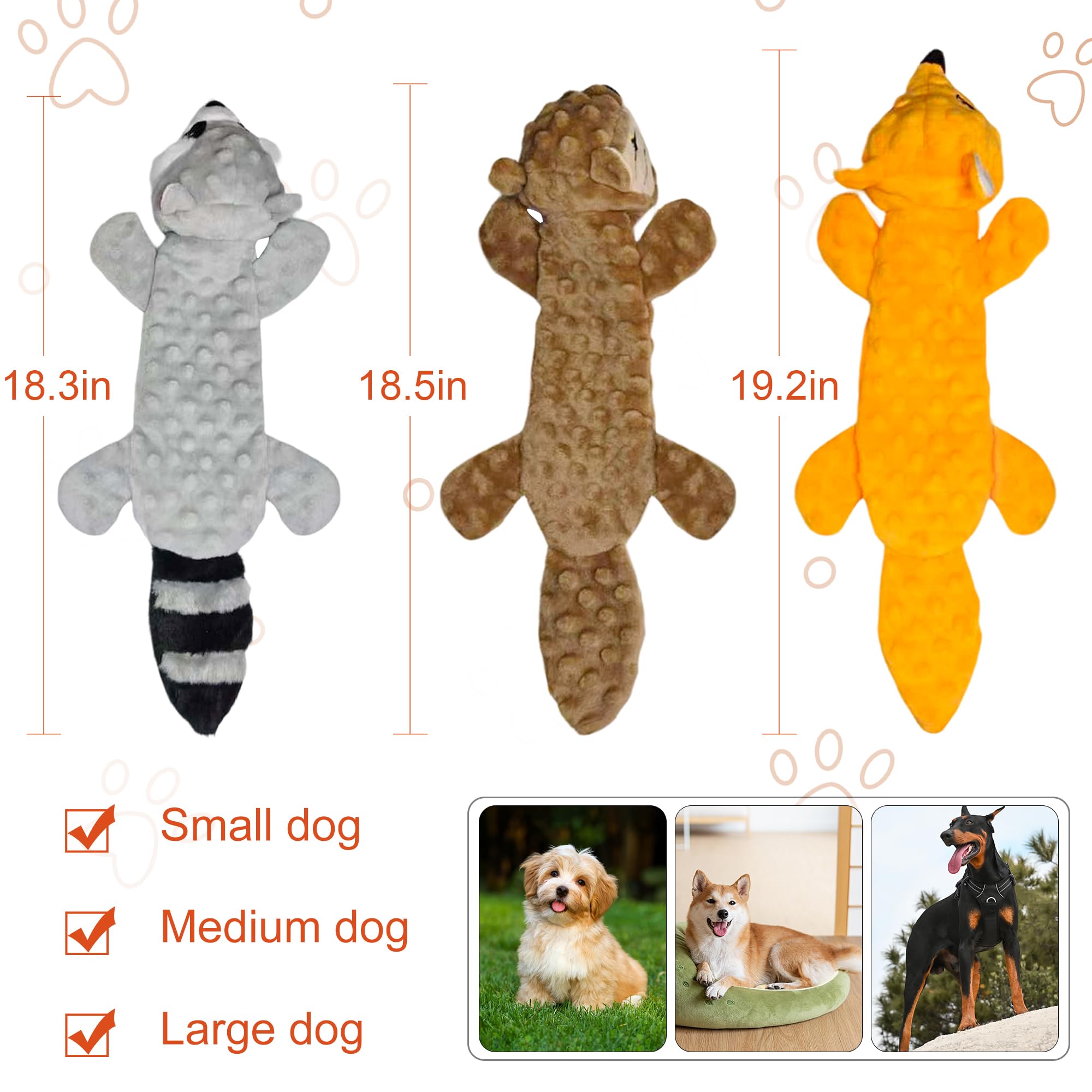 Quietschendes Hundespielzeug, keine Füllung, Plüsch-Hundespielzeug, um sie beschäftigt zu halten, knisterndes Kauspielzeug für große, mittelgroße und kleine Hunde, interaktives