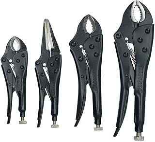 4pc Locking Grip Plier Set Mole Grips Pliers Curved + Straight Jaws