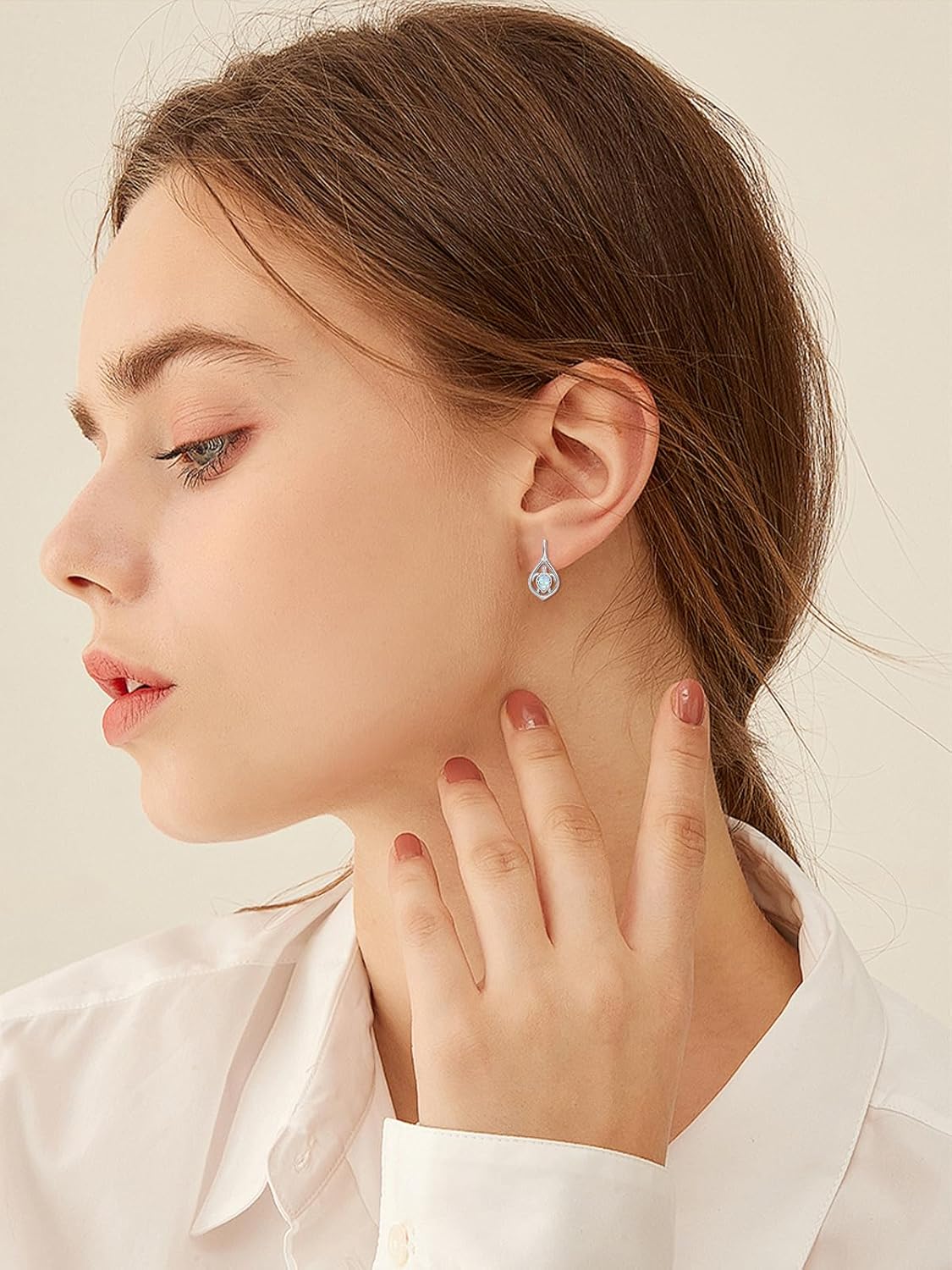 Dorunmo Sea Turtle/Lotus/Celtic Knot Earings 925 Sterling Silver Moonstone Leverback Earrings Jewelry Gifts for Women Mom - Image 5