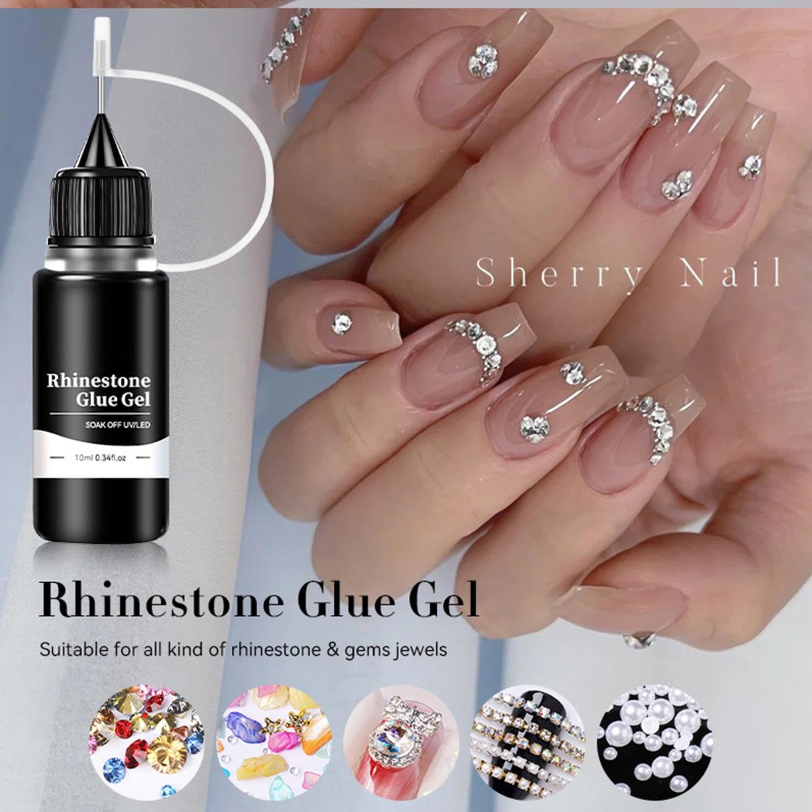 Glue Du Charme De L'ongle | Gel De Strass De 10 Ml De Longue Durée, Adhésif Fort 3 D Accessoires De Design S Effort Pour Créer Des Conceptions D'ongles 3d; Perfectionner Vos Ongles À La Mode Et Obteni