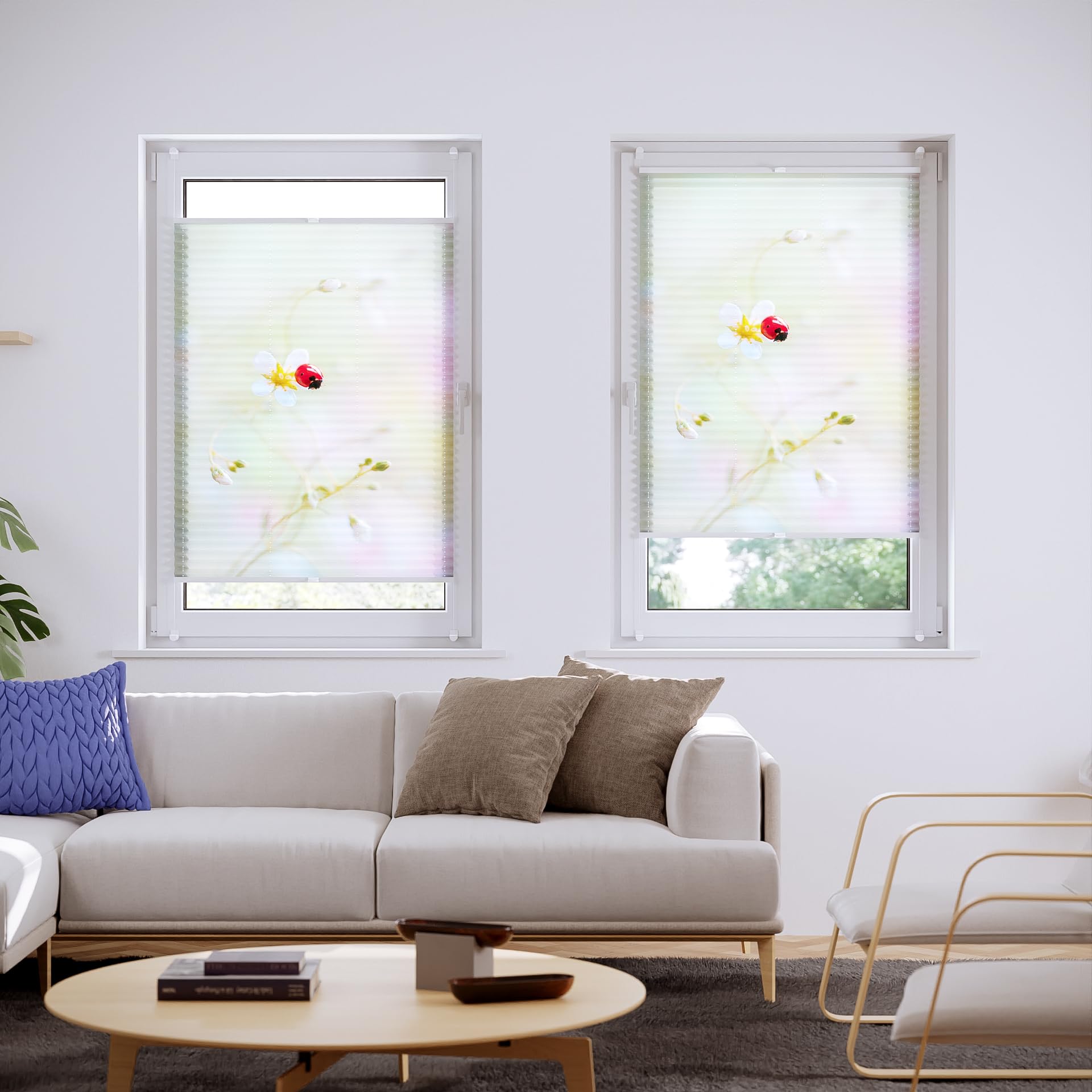 Lichtblick Plissee Blickdicht Tageslicht ohne Bohren Grün Rosa 75 cm x 130 cm (B x L)