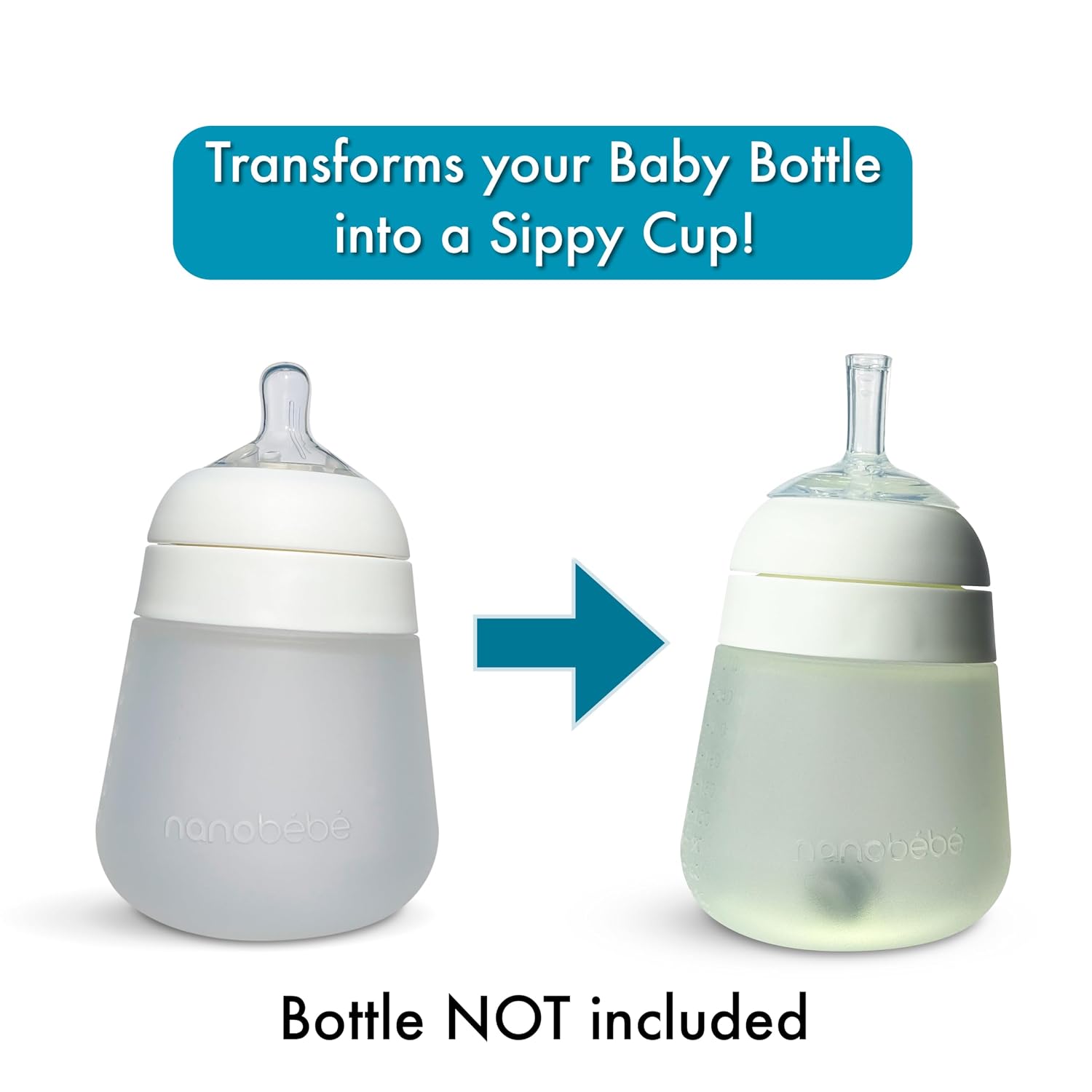 Straw Cup Conversion Kit for Nanobébé Flexy Silicone Baby Bottles, 2-Pack image 3