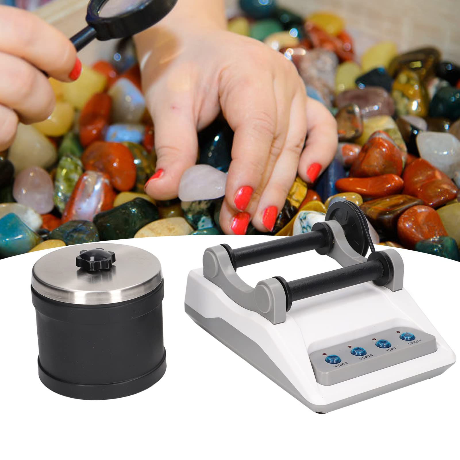 Kits de culbuteurs de Roche, 4 Types Rock Tumbler Grit et livret d'instructions Inclure Les Pierres précieuses brutes Sac d'accessoires de Fixations de Bijoux Trousses scientifiques (#2)