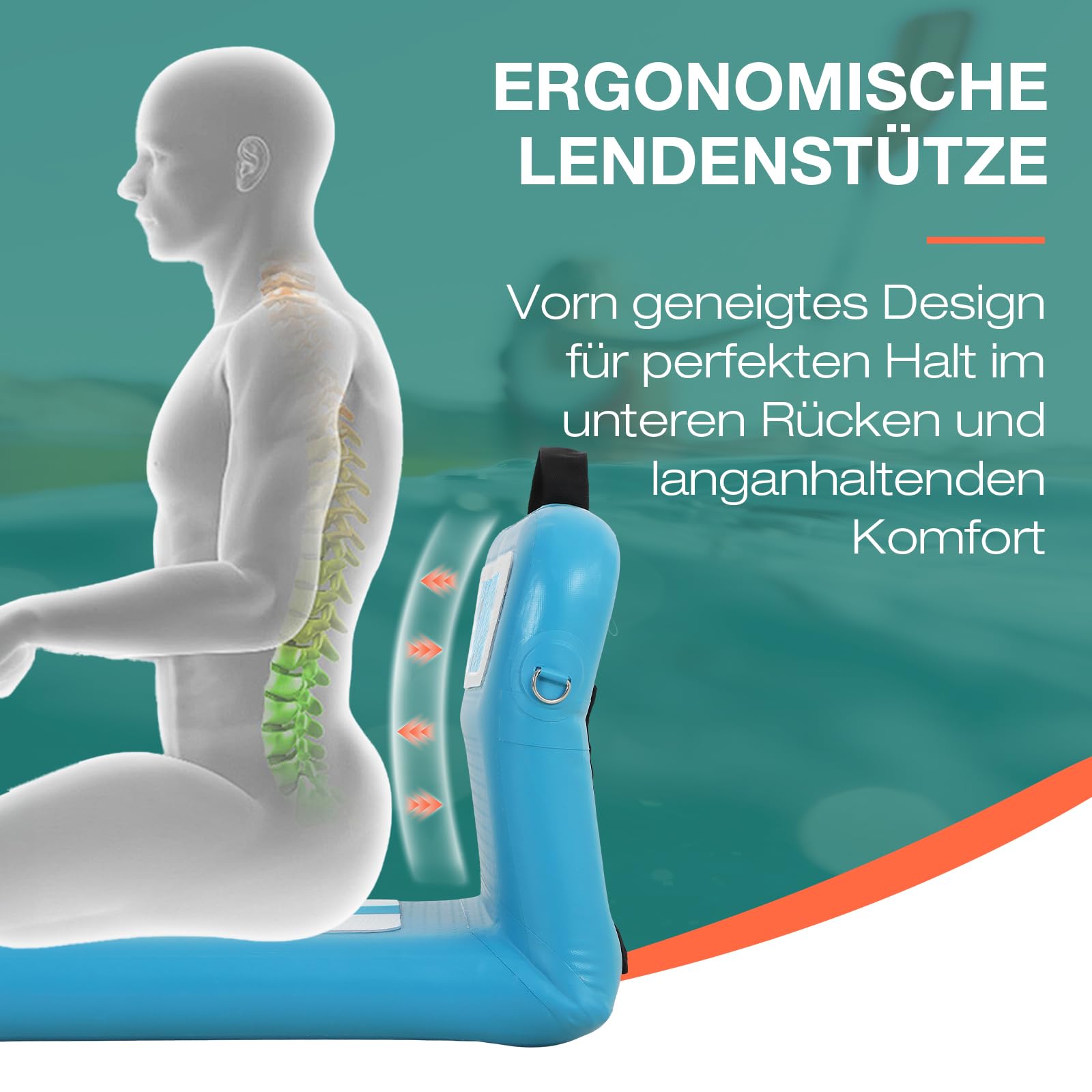 Niphean Aufblasbarer SUP Sitz, Stabiler Sitz für SUP Board, Kanusitz, Kajaksitz, Paddelbrettsitz, Unterstützende Kajaksitze mit Rückenstütze für Vielseitige Anwendungen