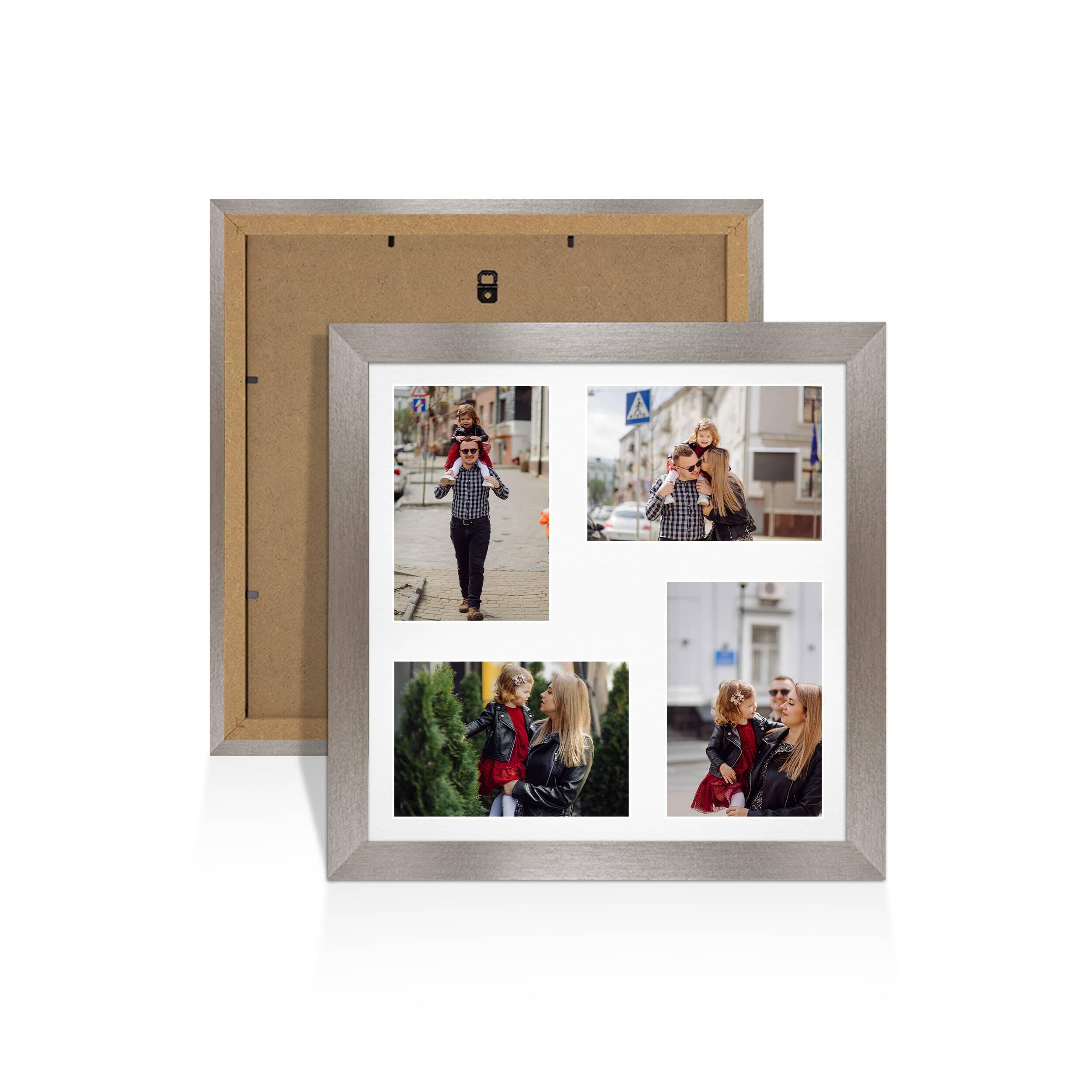 Alison Kingsgate Walnut 80x70cm Photo frames for multiple pictures - 20 Apertures Collage Frame with White Mount- Holds (18x) 6x4 & (2x) 4x4 Photos - Engineered Wood & Perspex