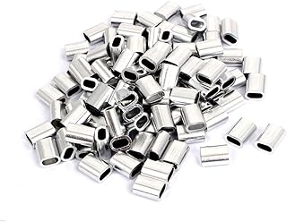 Aexit 100 Pcs Fall Protection M3 Oval Aluminium Cable Sleeves Loop for Restraint Ropes & Lanyards Wire Rope