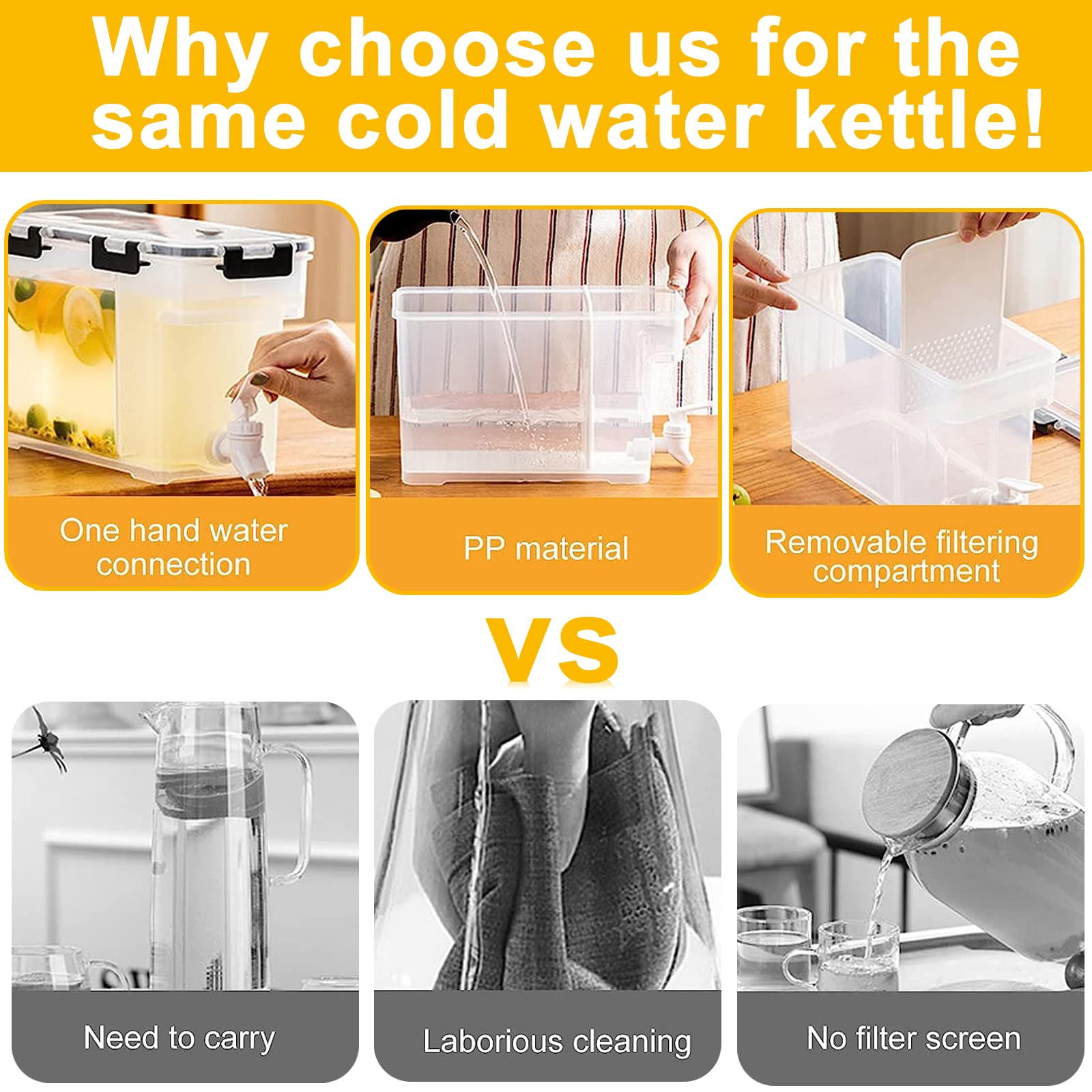 Fontaine à Boisson Familiale Distributeur Boisson 3,5L Avec Robinet - Réfrigérateur, Thé Froid, Jus, Limonade Théière Fruits Froide