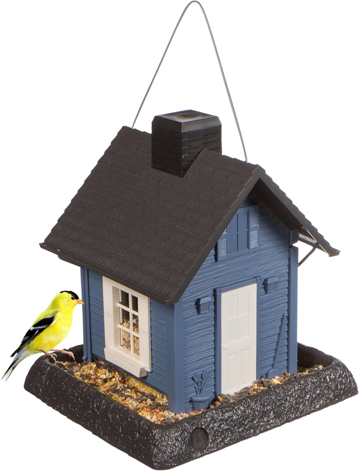 North States Village Collection - Blue Cottage Bird Feeder: Hanging Bird Feeder for Outdoors, Holds 5 Pounds of Seed