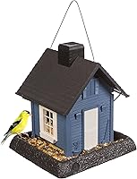 North States Blue Cottage Bird Feeder - Village Collection Hanging Outdoor Feeder, 5 lb Capacity, Easy Fill Clean, Squirrel Proof