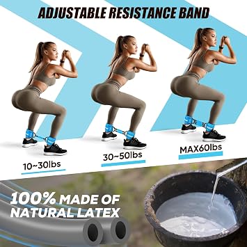 KUZARO Ankle Resistance Bands with Cuffs, Ankle Weights Bands for Working Out, Women Leg and Glutes Workout Equipment, Exercise Bands for Kickbacks, Butt and Booty Trainer, Home Gym Fitness Equipment