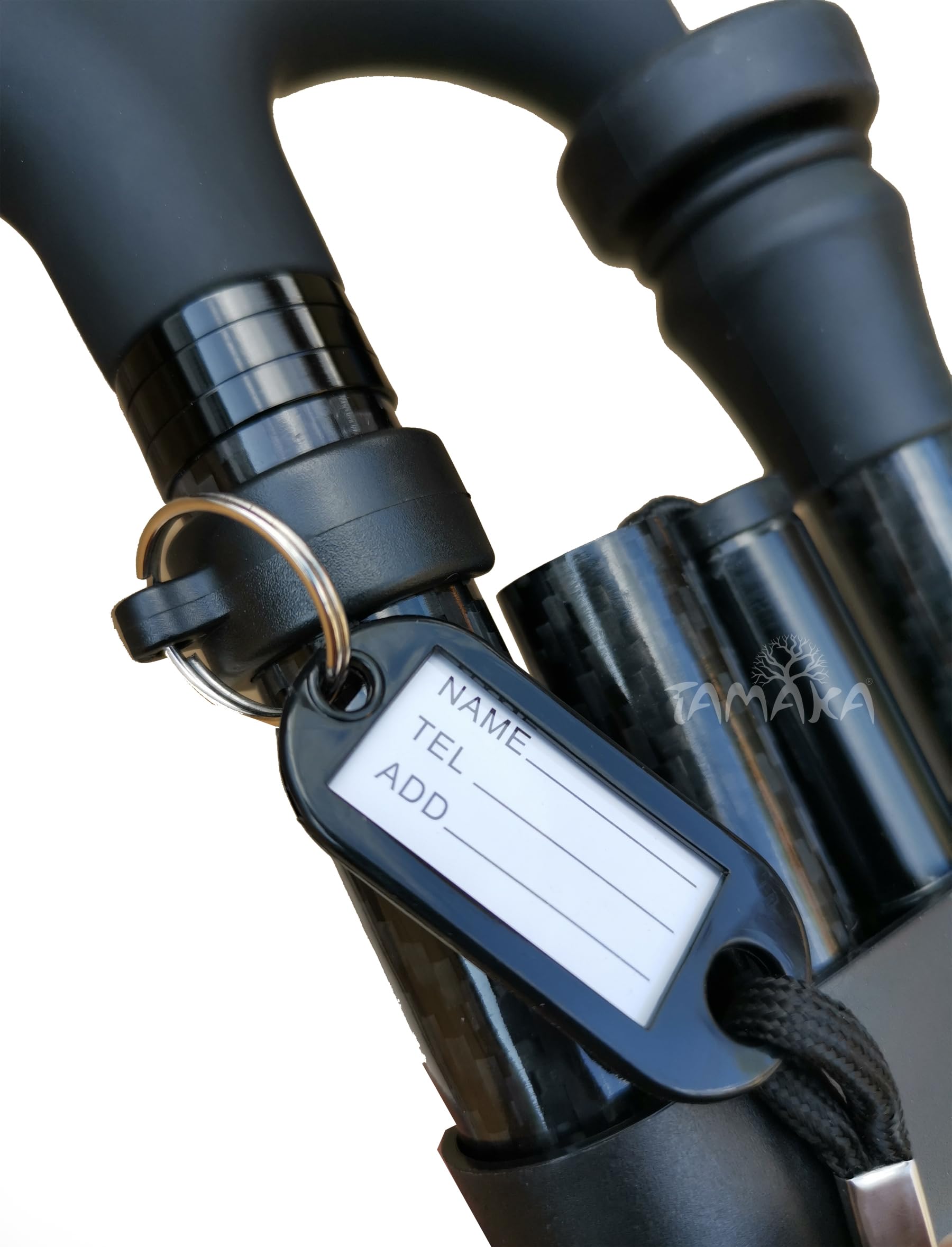 TAMAKA® Bastone da passeggio pieghevole in fibra di carbonio di alta qualità, 4 pezzi, regolabile, leggero e resistente, con impugnatura morbida, alla moda, compatto