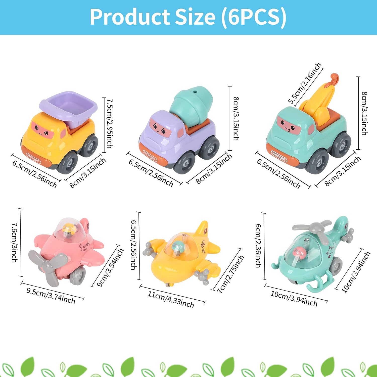 6 Pieces Pull Back Cars for Toddler,Pull Back Toy Cars Inertial