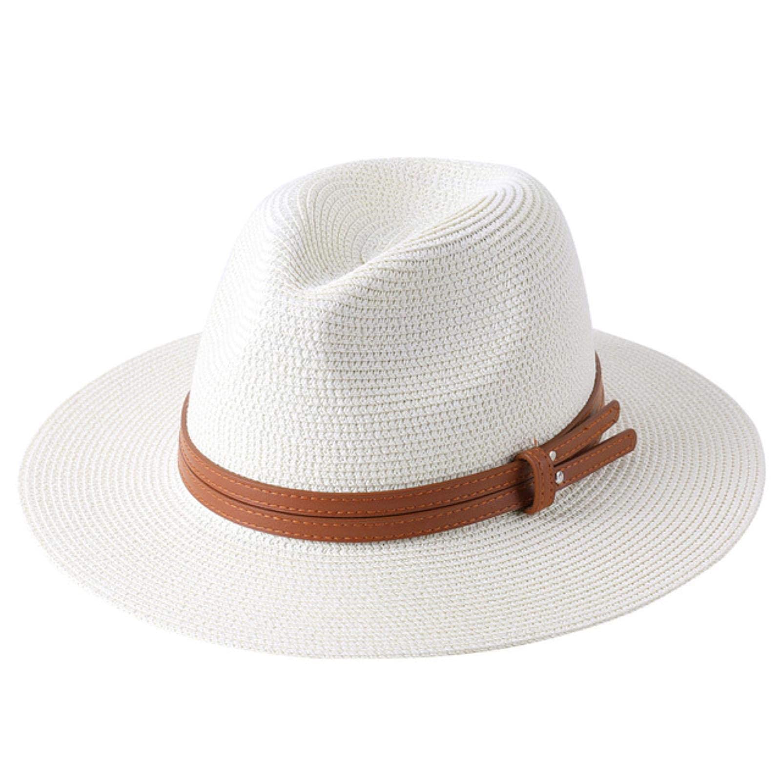 Sombrero de Paja Natural Suave para Mujer, de ala Ancha, para Playa, con protección UV, Color Caqui A