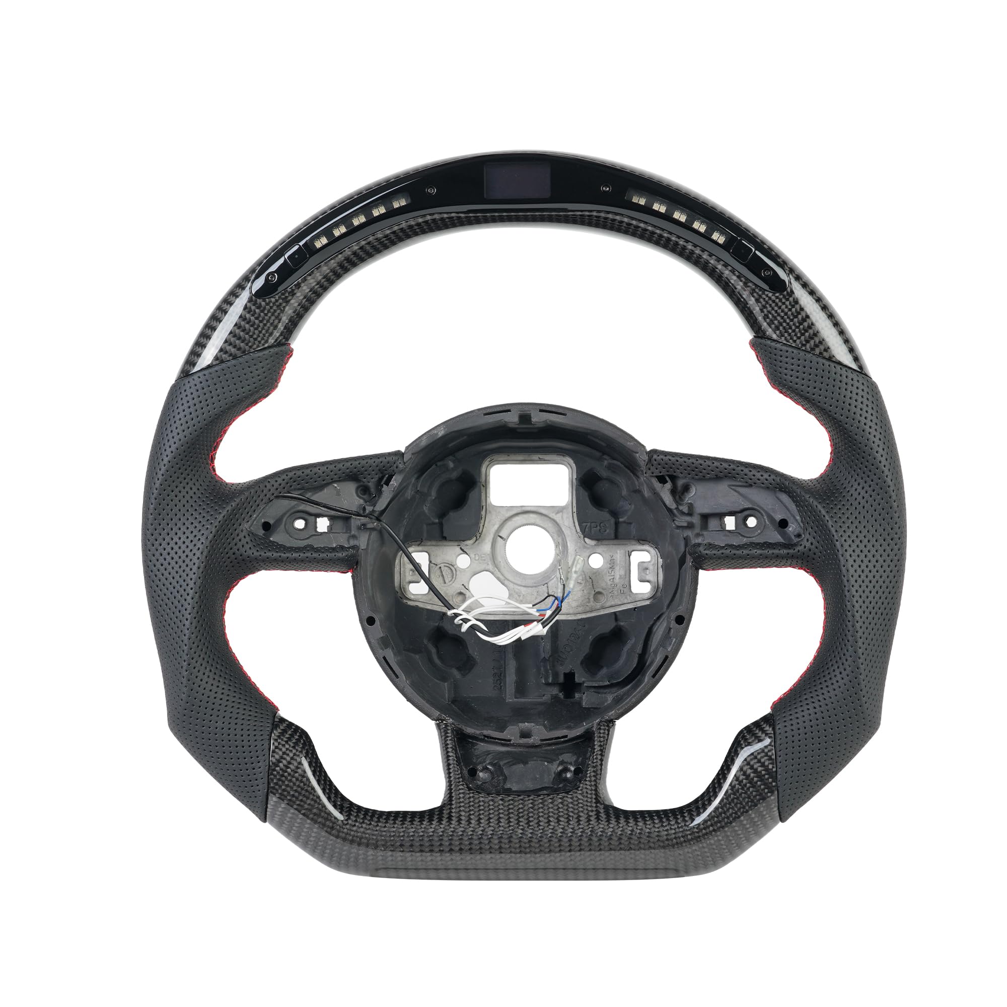 Carbon Fiber Smart Steering Wheel for Audi RS7 Perforated Leather with 20 LED Shift Indicator Grip D-shaped Flat-bottom Steering Wheel for 2012-2016 Audi RS3-RS7