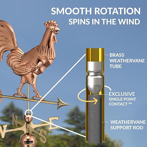 Miniatura 5 de Good Directions Veleta Smithsonian Rooster, cobre puro