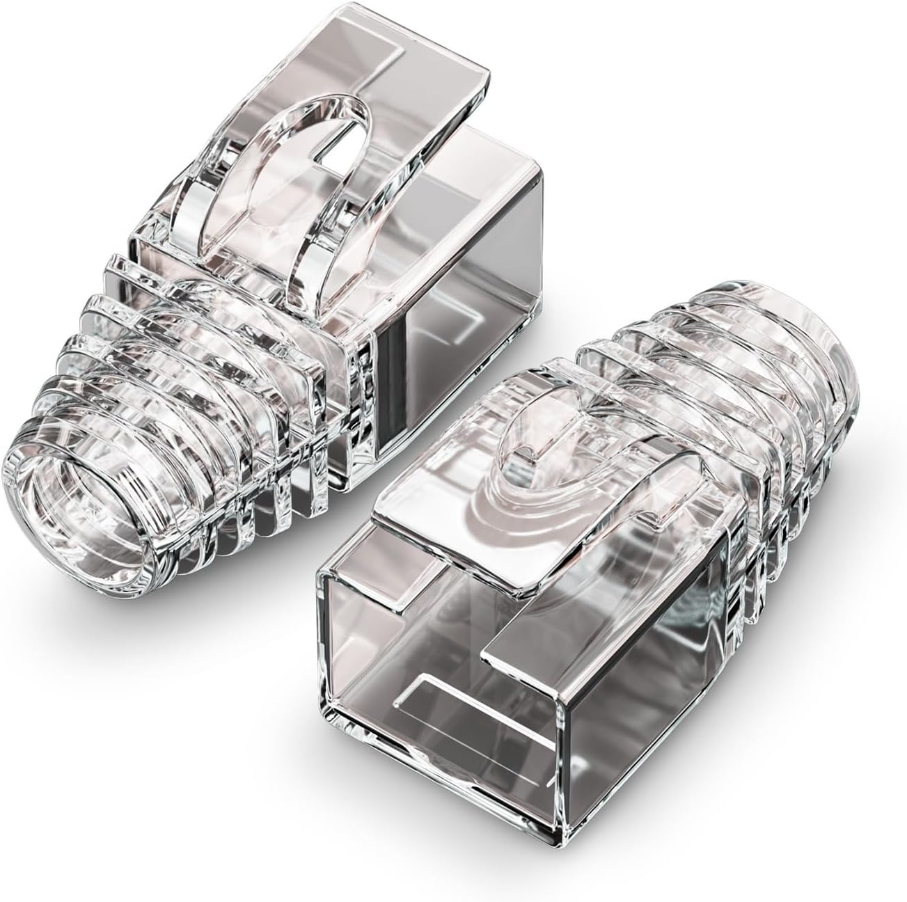 100pcs RJ45 CAT7/CAT6a Ethernet Cable Strain Relief Sleeve Cable Connector Plug Cover(Transparent 100PCS)