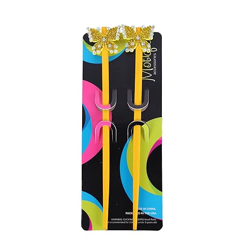 Miniatura 8 de Juego de 2 palillos para el cabello, palillos para el cabello con gemas de mariposas, color negro
