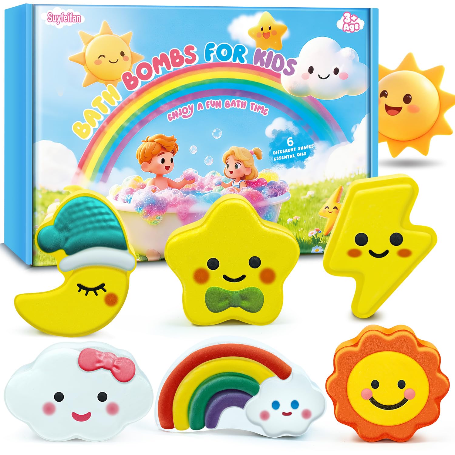 50% Off 6-Pack STEM Bath Bombs for Kids - Fun Shapes - Image 1