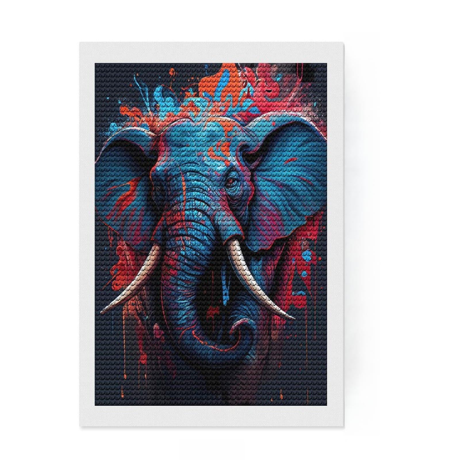 Junmoney The Graceful Elephant Diamond Painting Set 8"x12", for Craft Lovers, Relaxing DIY Hobby, Cosy Home Accent, Festive Craft Gift