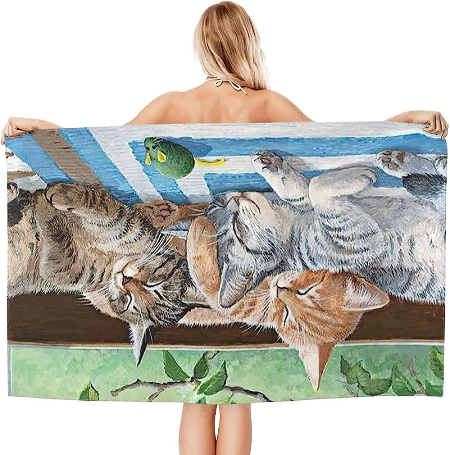 Serviette De Plage Animal De Compagnie Chat Serviette De Bain Enfant Adulte Drap De Plage Doux Microfibre Absorbant Idéal pour Voyage Plage Piscine Sport Drap De Plage 200 X 200 Cm -9M0C+S0X