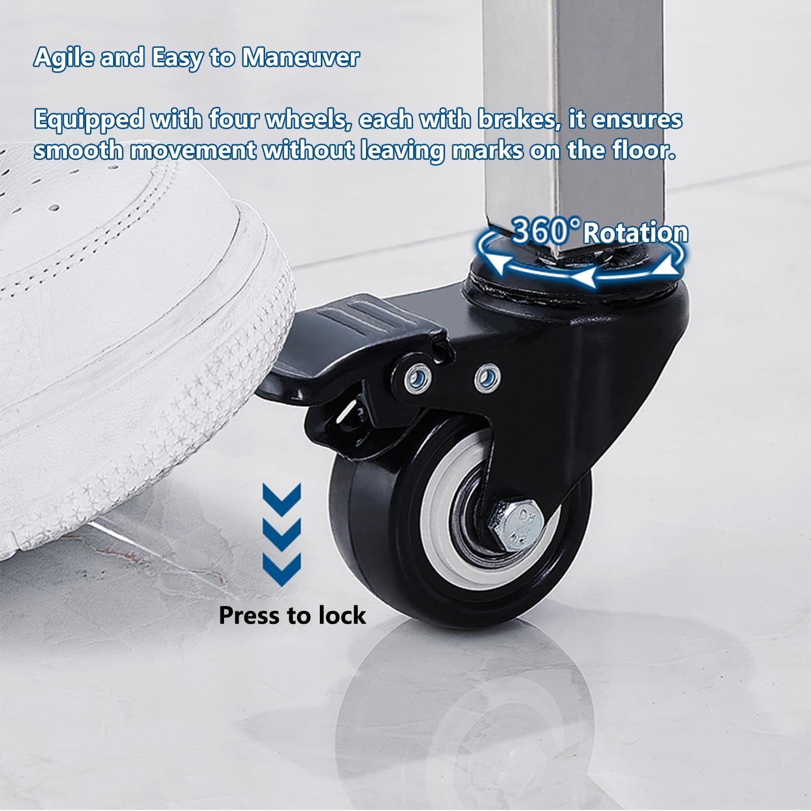 Carrello Pulizie Professionale in Acciaio Inossidabile, con Porta Scope, Commerciale Mobile Carrello Porta Attrezzi(93cm/36.6in,10 Slots and 12 Hooks)