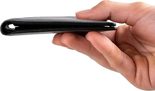 Vista 5 de DiLoro 2 billeteras de bloqueo RFID con ventana de identificación para hombre, billetera de viaje delgada con tapa plegable, negro (Napa Black)
