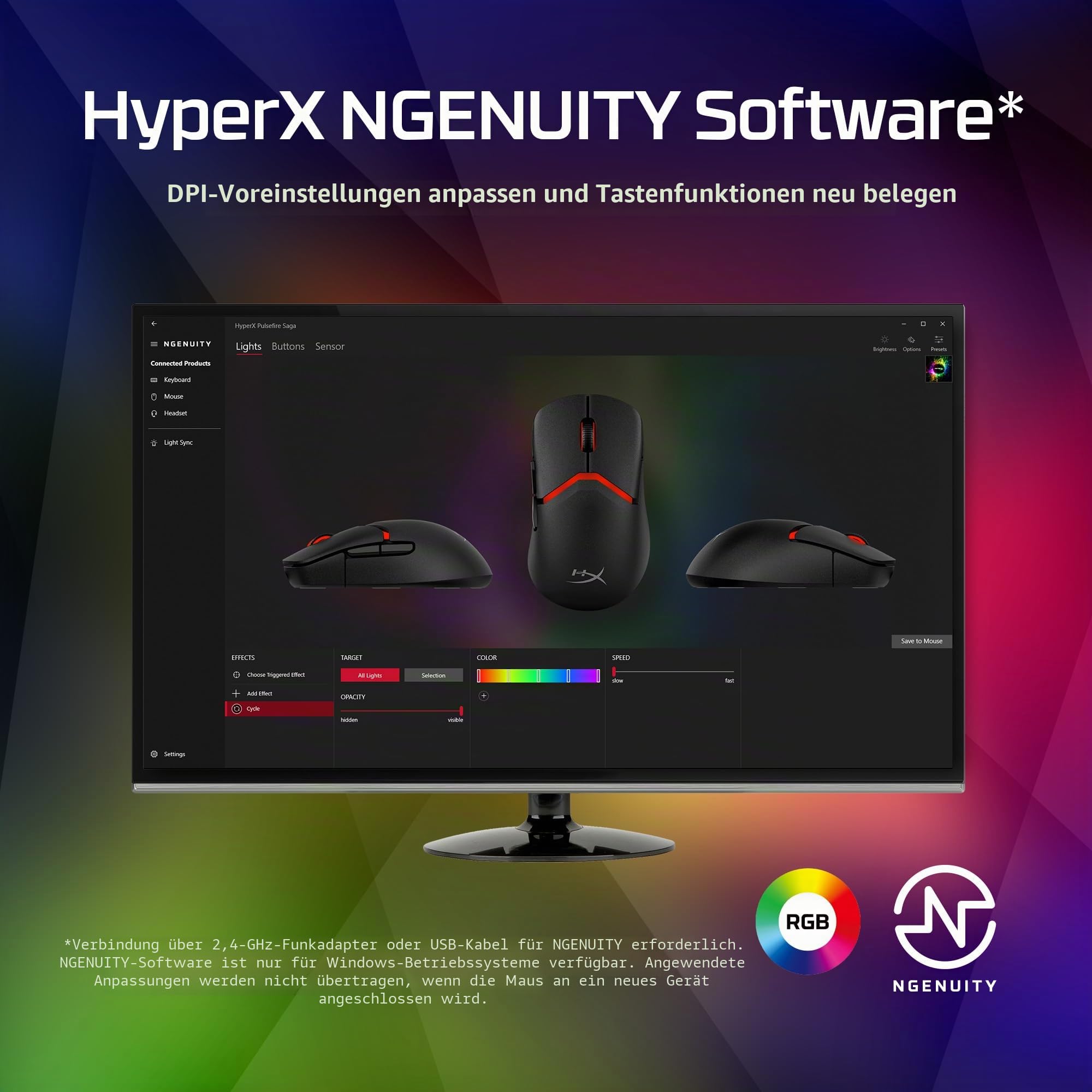 HyperX Pulsefire Saga Gaming Maus – Modulare Gaming-Maus, bis zu 26.000 DPI, 8K Polling Rate, HyperX Optical Switches, RGB-Beleuchtung, Leichtgewicht 69g, kompatibel mit PC, PS5 & Xbox, Schwarz