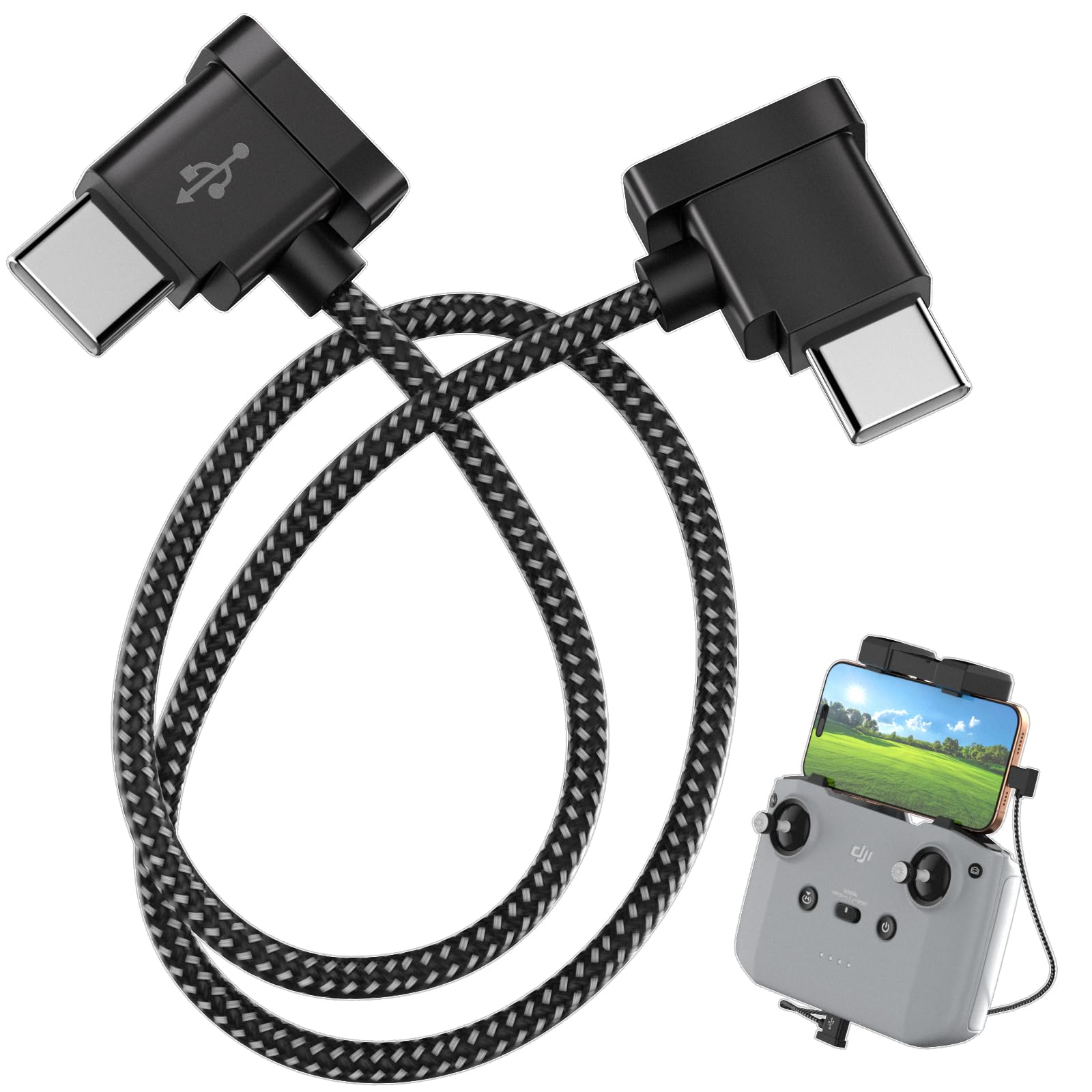 Cavo controller da USB C a USB C per drone DJI, 3 m, cavo intrecciato | Cavo telecomando per Mavic 3/Mini 4 Pro SE Air 2 2S/RC-N1 N2 N3 per iPhone 17 Pro Max 16 15/Samsung A17 A16 S26 Ultra
