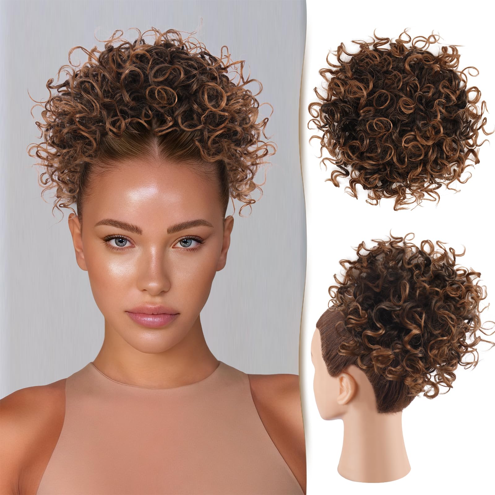 Sidaila Hair Buns Hair Piece with Comb Fake Hair Scrunchie Short Drawstring Ponytail Extension Synthetic Hair Extensions Pony Tails Wigs Hairpieces