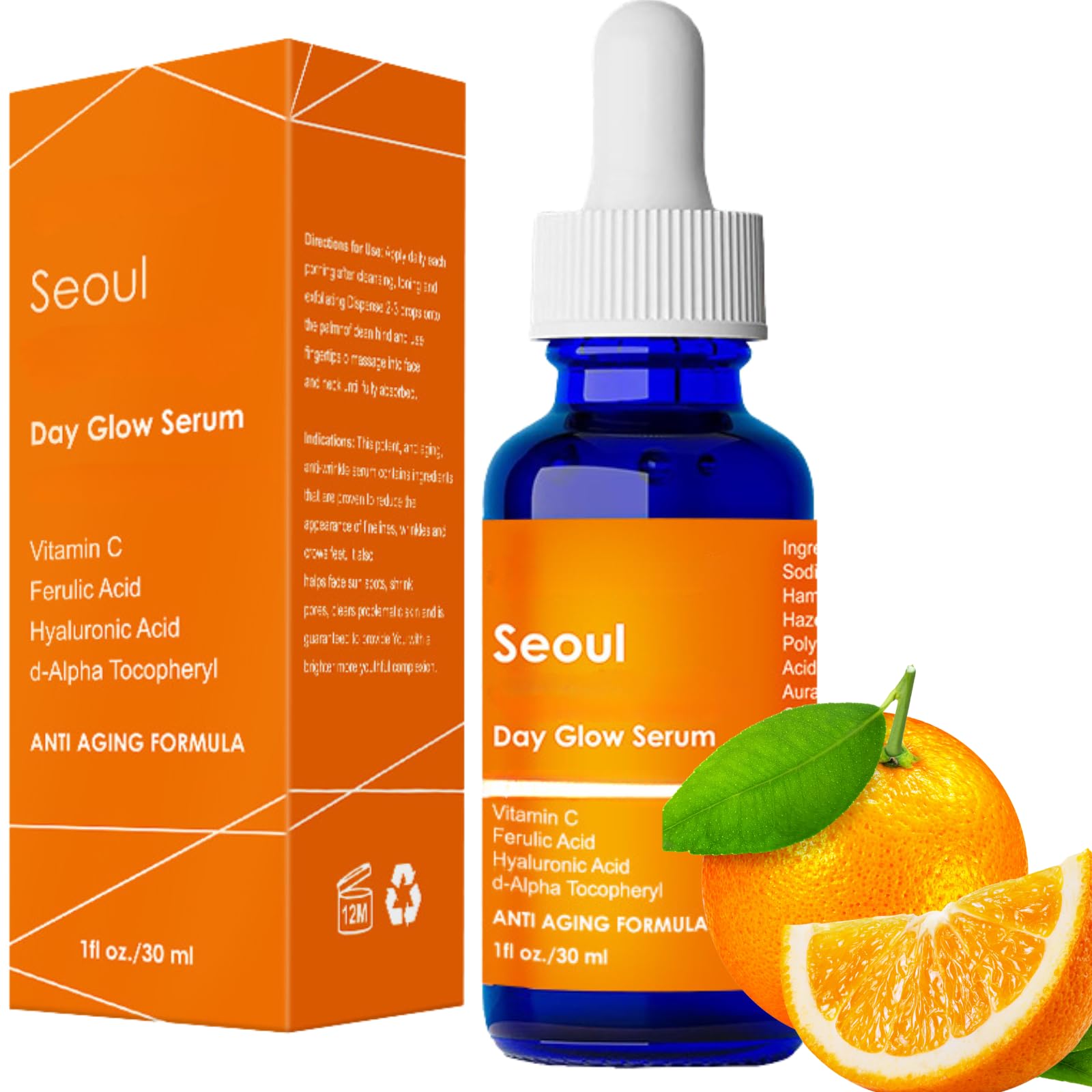 Korean Skin Care 20% Vitamin C Serum with Hyaluronic Acid & CE Ferulic Acid
