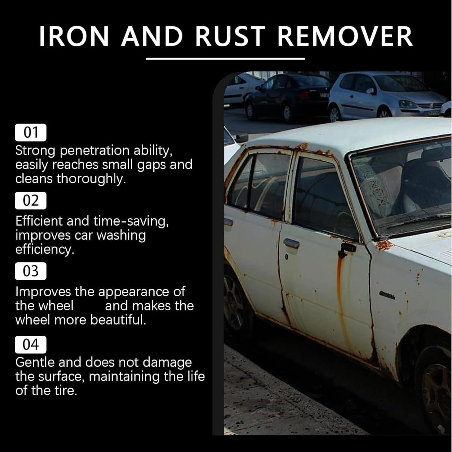 Iron Eraser Rust Remover Spray,Iron Eraser Irons & Rustremover Cleaner Sprays,Irons Powder Remover Spray For Car Wheels And Paint,Professional Automotive Surface Cleaning (1)