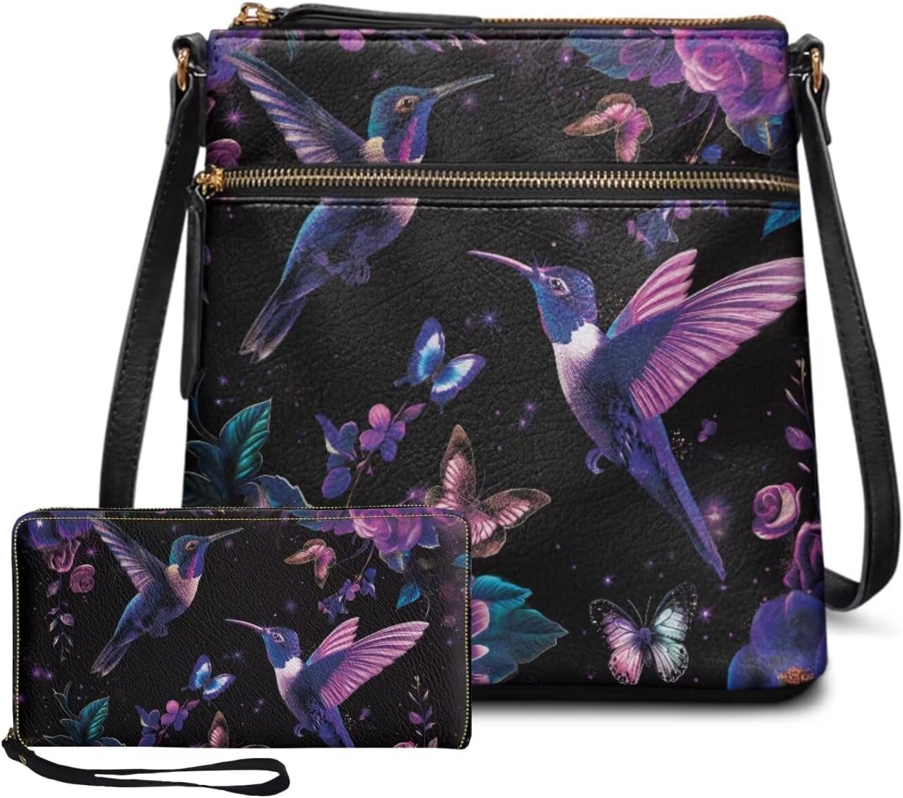 2 Pcs Shoulder Bag Set for Women Crossbody Tote Bag Large Bag for Women Wristlet Purses for Women