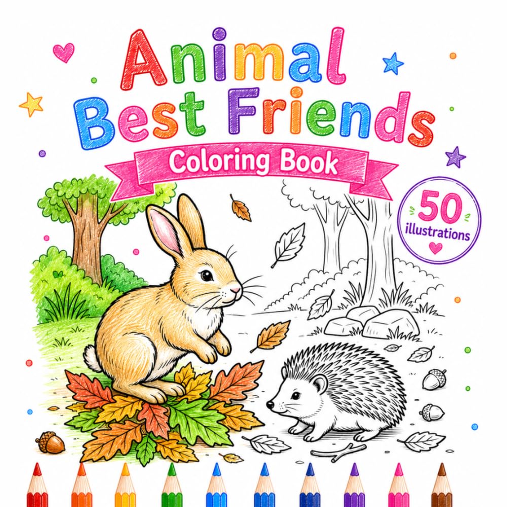 Animal Best Friends Coloring Book: Cute Animal Duos in Wholesome Moments: Adorable Black and White Coloring Pages Featuring Heartwarming Friendship ... for Kids and Adults (Cozy Little Friends)