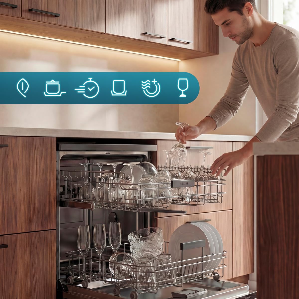 Cecotec Freistehender Geschirrspüler 60 cm Bolero Aguazero 6205. 13 Maßgedecke, 12 Programme, Energieeffizienzklasse D, Inverter Plus Duo Motor, Super Trocken, Halbe Beladung, Leises Waschen