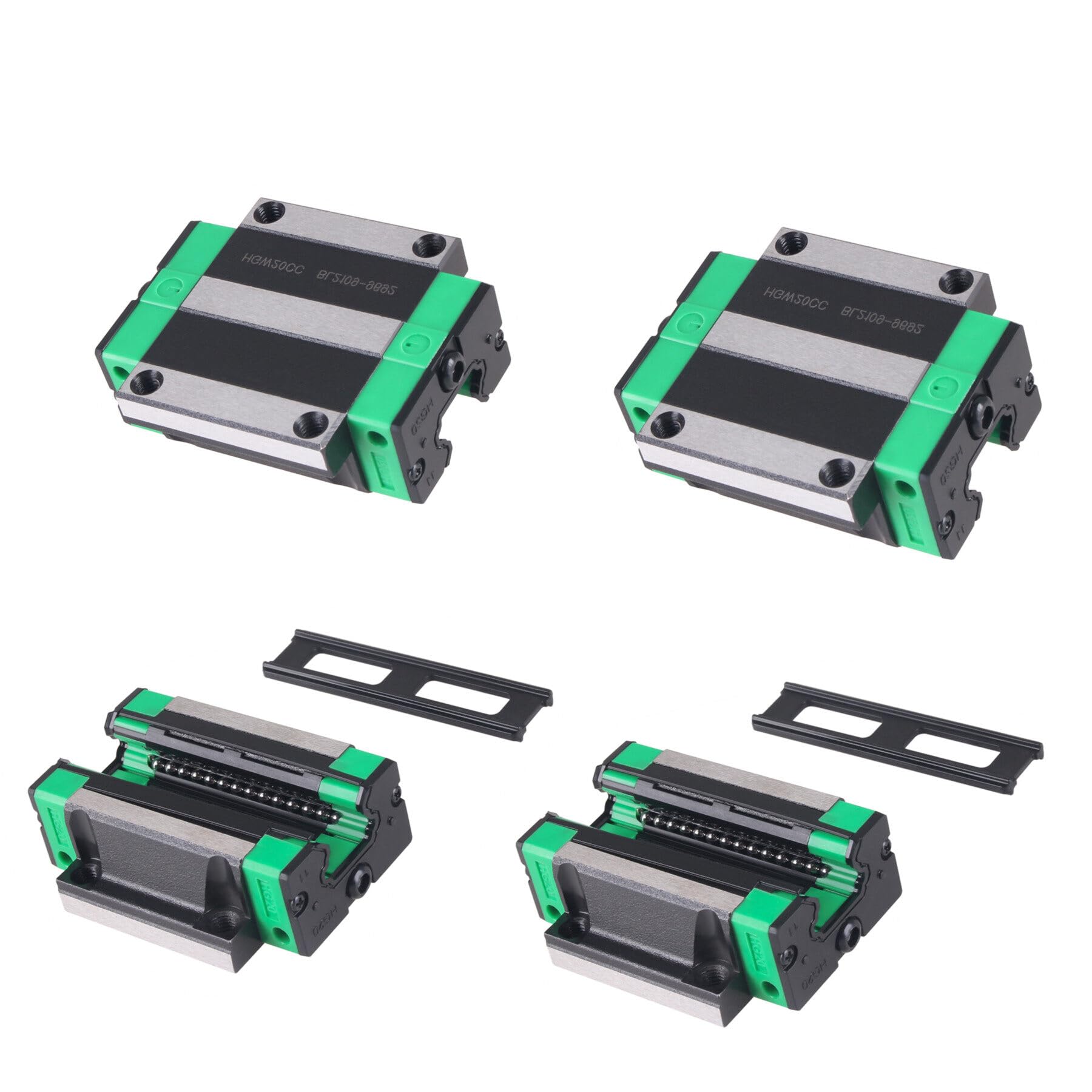 Guía lineal 2 piezas HGR20 1500 mm riel lineal con 4 bloques de rodamiento HGW20CC para impresora 3D DIY, máquina CNC, dispositivos eléctricos, tornos, riel guía lineal