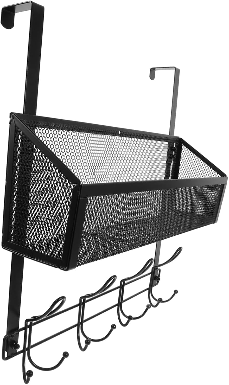PRETYZOOM Door Organizer with Hooks Multi-Tier Storage Rack for Bathroom and Kitchen Waterproof Mesh Hanging Basket Easy Installation Fits Most Doors