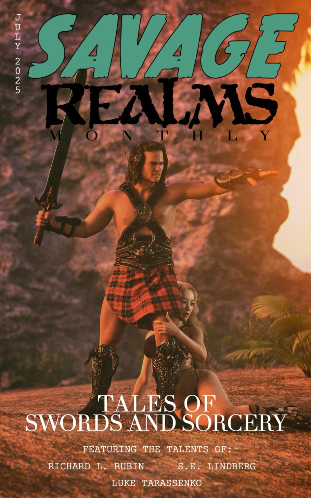 Savage Realms Monthly: July 2025: A collection of dark fantasy sword and sorcery short adventure stories (Savage Realms Monthly Dark Fantasy Sword and Sorcery Adventure Magazine)