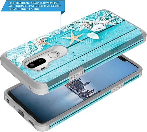 Miniatura 3 de Rosebono - Funda para LG G7 Thinq, delgada híbrida de doble capa a prueba de golpes, cubierta dura gráfica de moda, linda funda de silicona colorida
