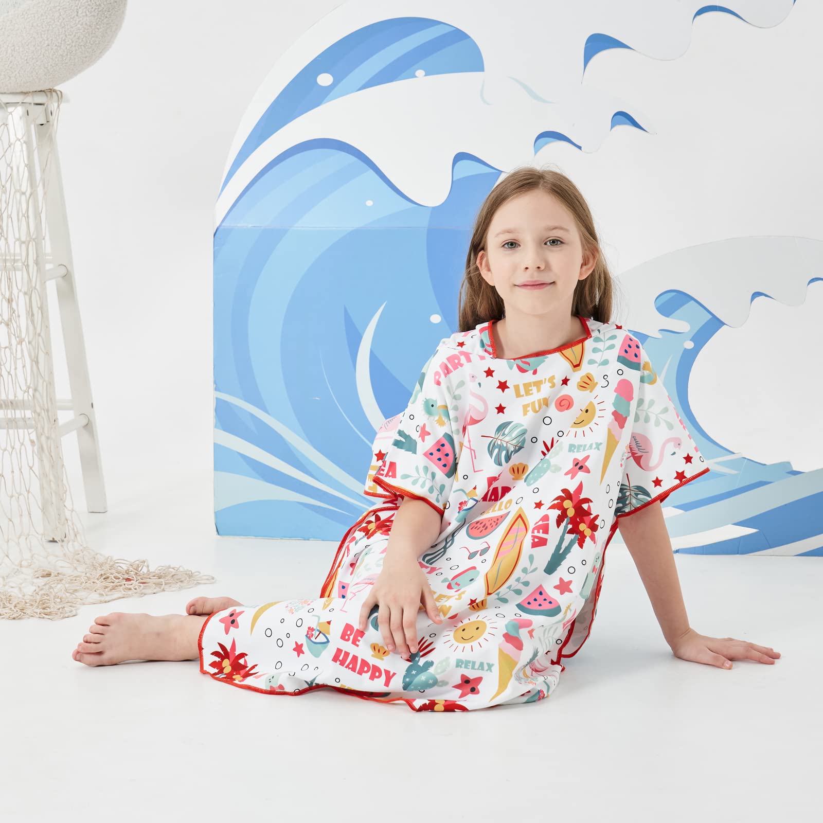 YINHANG Kinder Bade Poncho - Microfaser Handtuch Mit Kapuze 80x70cm